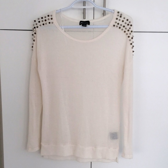 Seductions Studded Shoulder Sweater - White - Medium - Picture 3 of 9